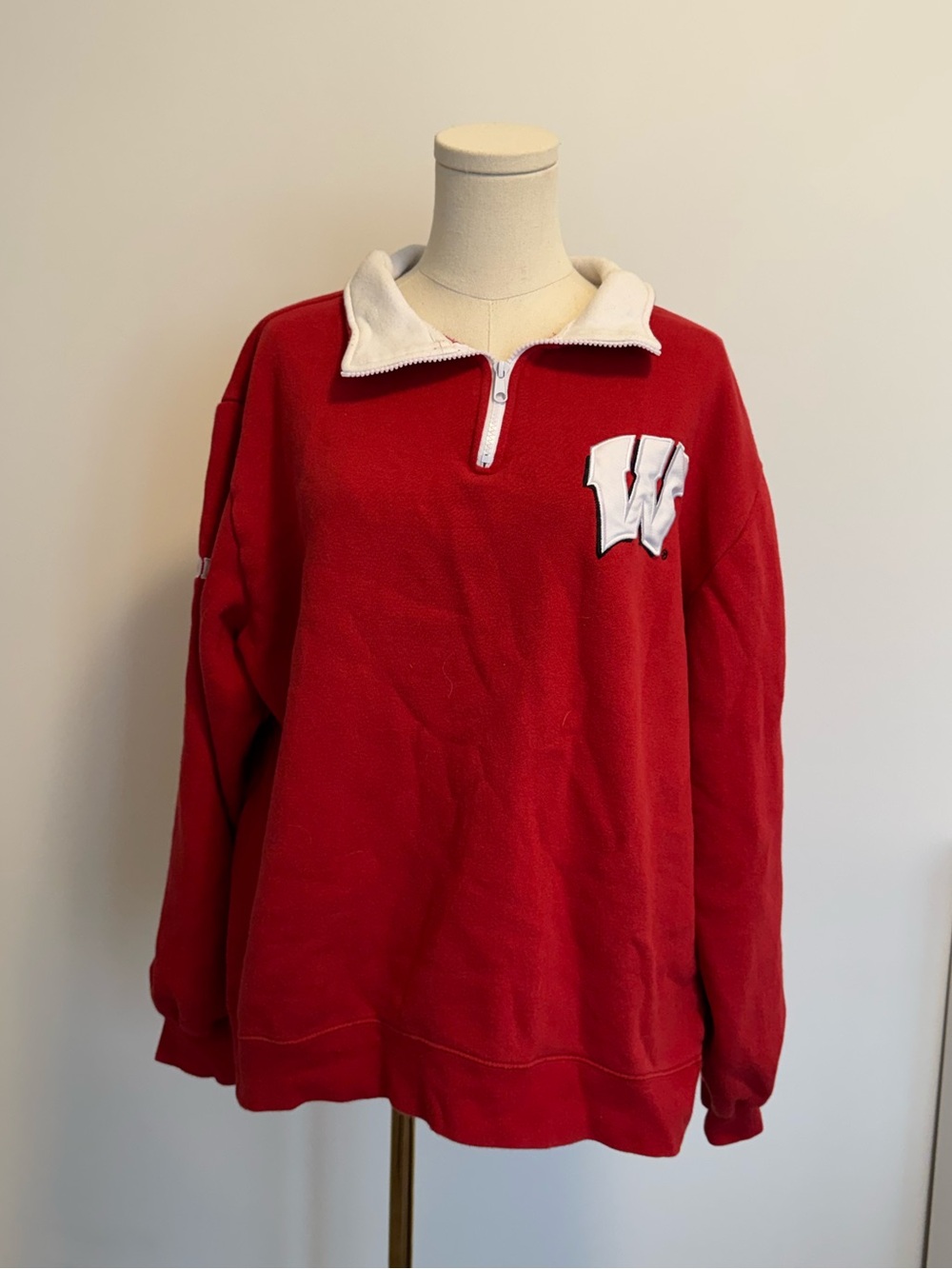 University Wisconsin Red Quarter-Zip Fleece Pullover Sweater